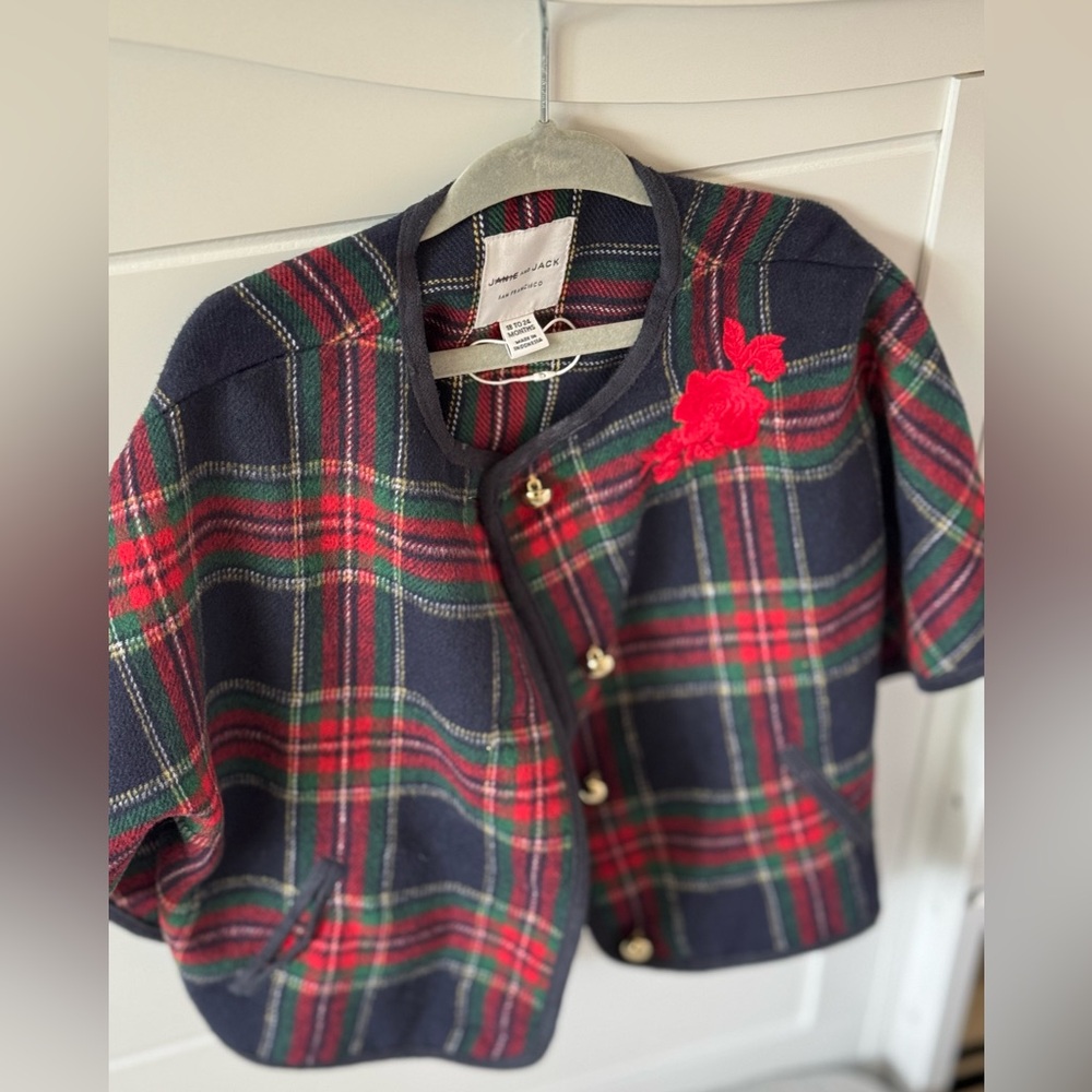 Janie and Jack Winter Plaid Poncho Jacket 18-24m